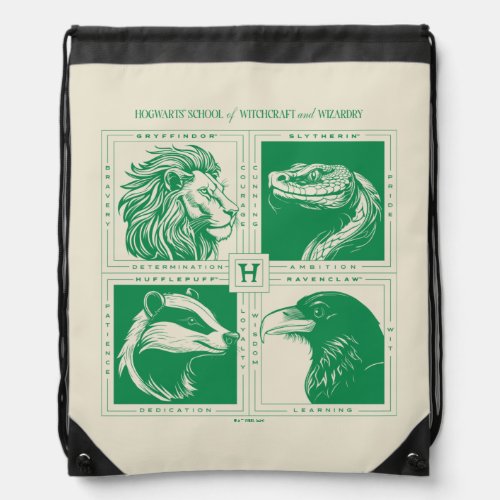 HOGWARTS House Animals Grid Drawstring Bag