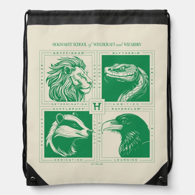 HOGWARTS™ House Animals Grid Drawstring Bag (Front)