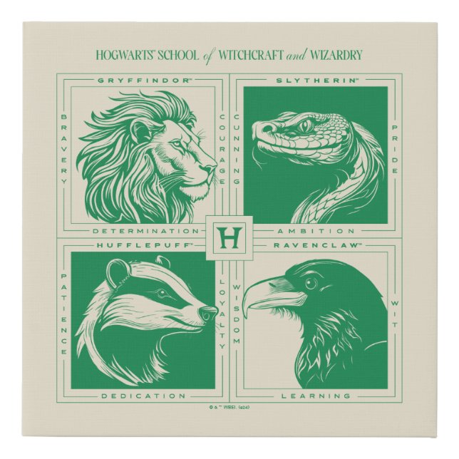 HOGWARTS™ House Animals Grid Faux Canvas Print (Front)