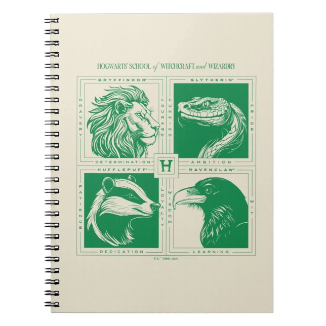 HOGWARTS™ House Animals Grid Notebook (Front)