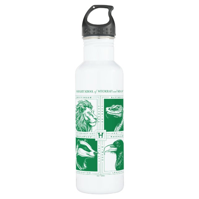 HOGWARTS™ House Animals Grid Stainless Steel Water Bottle (Front)