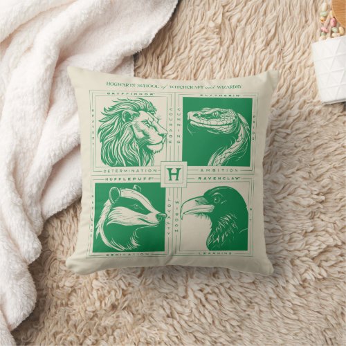 HOGWARTS House Animals Grid Throw Pillow