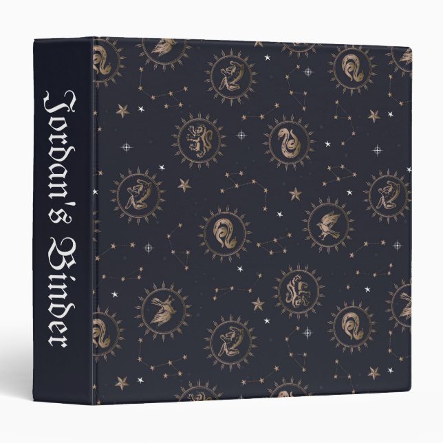 Hogwarts House Crests Constellation Pattern 3 Ring Binder (Front/Spine)