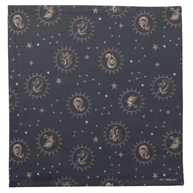 Hogwarts House Crests Constellation Pattern Cloth Napkin (Front)