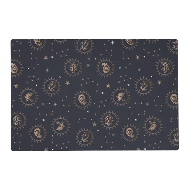 Hogwarts House Crests Constellation Pattern Placemat (Front)