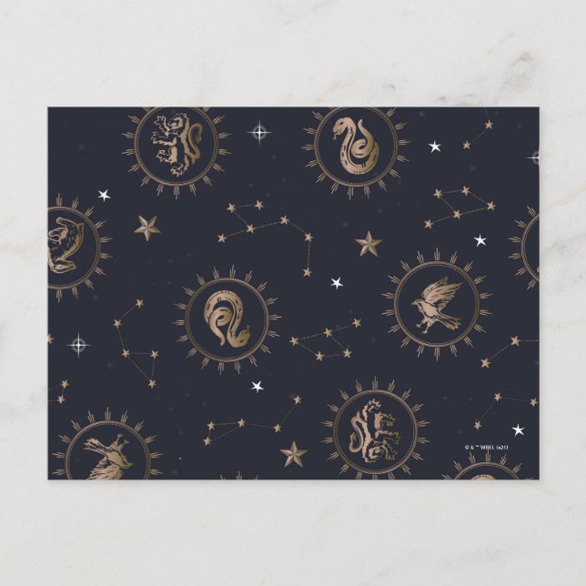 Hogwarts House Crests Constellation Pattern Postcard (Front)