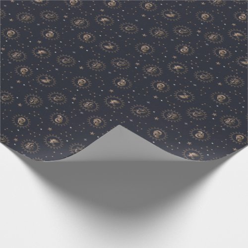 Hogwarts House Crests Constellation Pattern Wrapping Paper