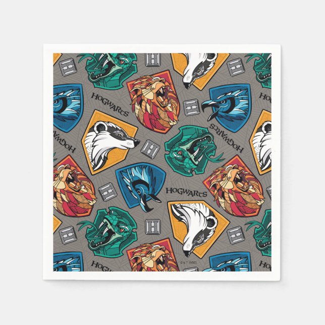 HOGWARTS™ Houses Crosshatched Pattern Napkins (Front)