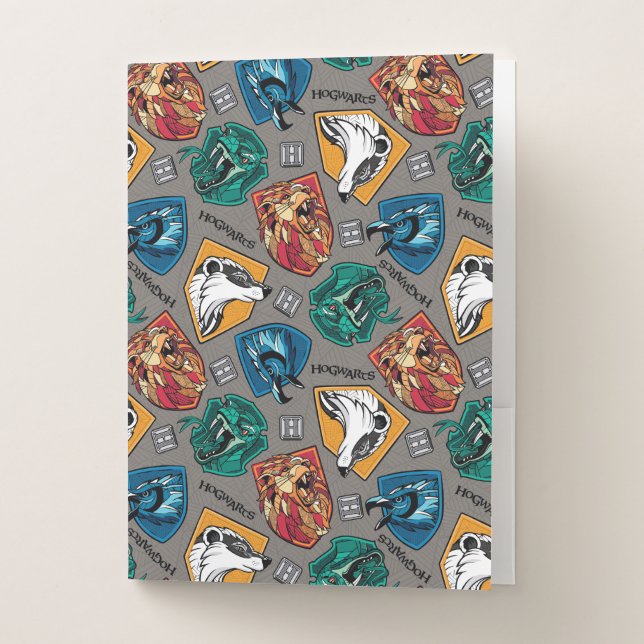 HOGWARTS™ Houses Crosshatched Pattern Pocket Folder (Front)