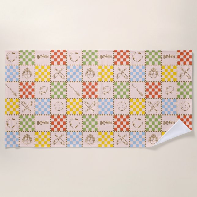 HOGWARTS™ QUIDDITCH™ Team Checker Pattern Beach Towel (Front)