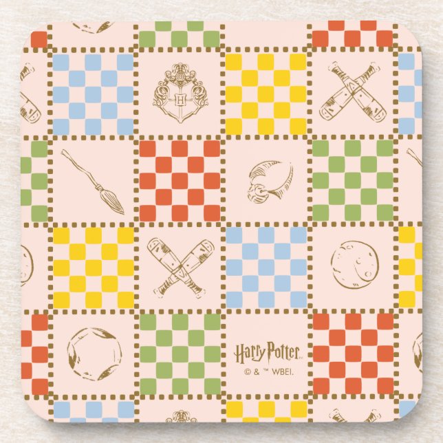 HOGWARTS™ QUIDDITCH™ Team Checker Pattern Beverage Coaster (Front)