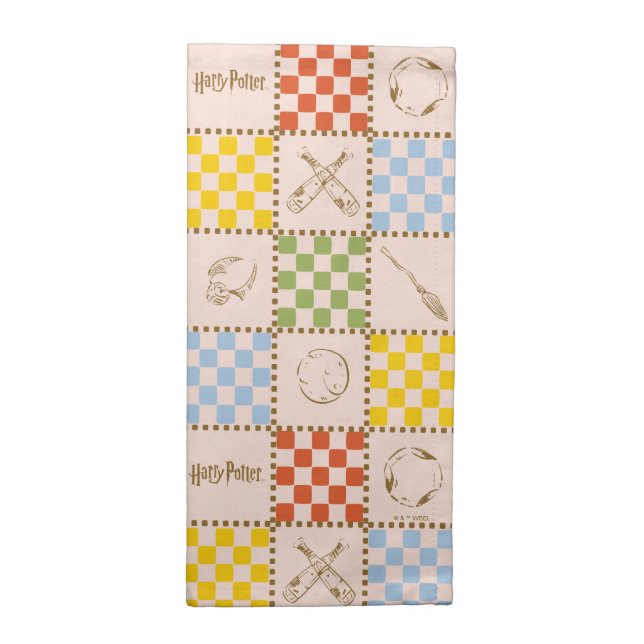HOGWARTS™ QUIDDITCH™ Team Checker Pattern Cloth Napkin (Half Fold)