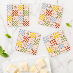 HOGWARTS™ QUIDDITCH™ Team Checker Pattern Coaster Set