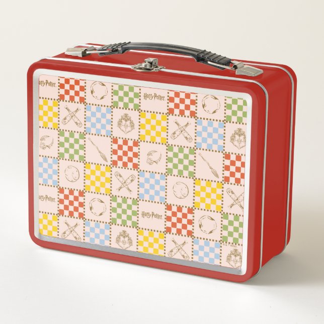 HOGWARTS™ QUIDDITCH™ Team Checker Pattern Metal Lunch Box (Front)