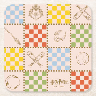 HOGWARTS™ QUIDDITCH™ Team Checker Pattern Square Paper Coaster
