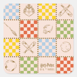 HOGWARTS™ QUIDDITCH™ Team Checker Pattern Square Sticker