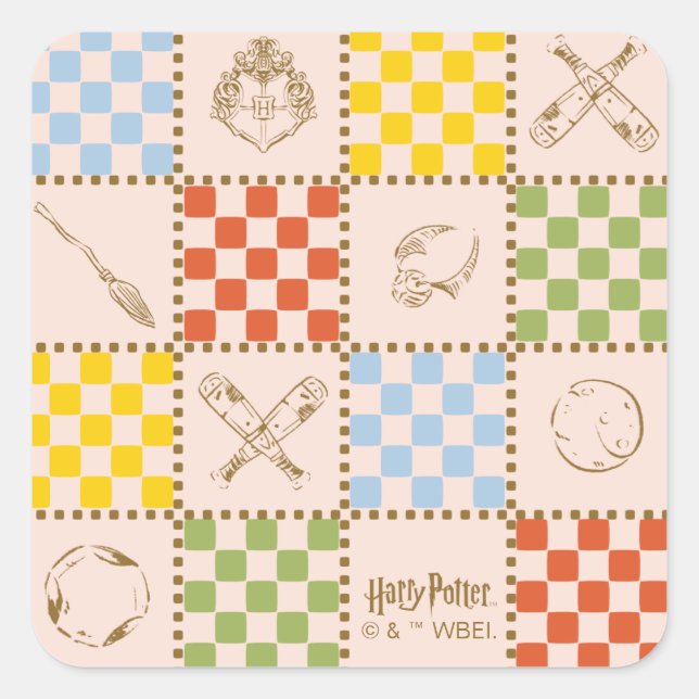 HOGWARTS™ QUIDDITCH™ Team Checker Pattern Square Sticker (Front)