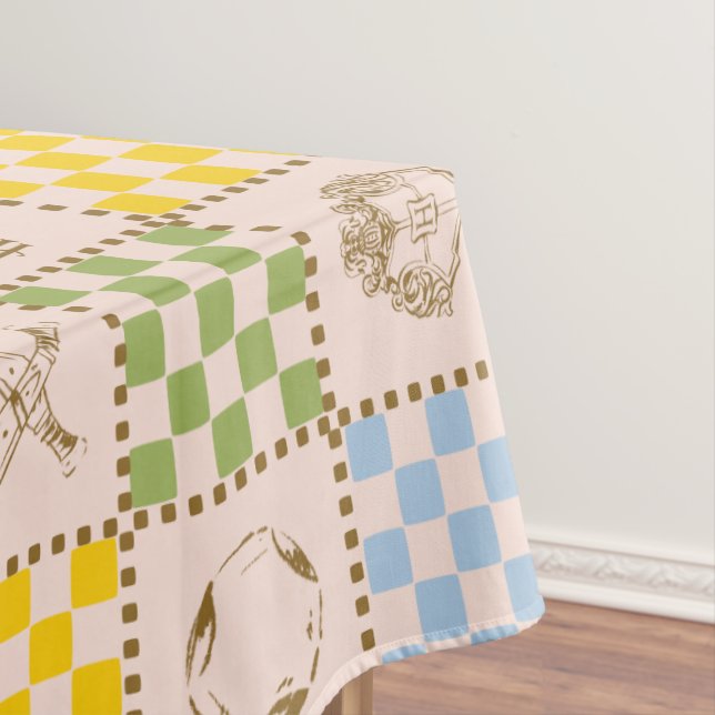 HOGWARTS™ QUIDDITCH™ Team Checker Pattern Tablecloth (In Situ)