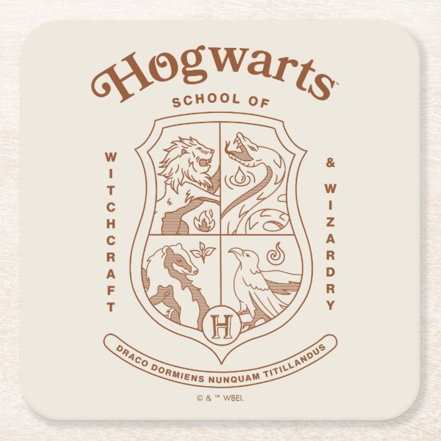 HOGWARTS™ School of Witchcraft and Wizardry Crest Square Paper Coaster (Front)