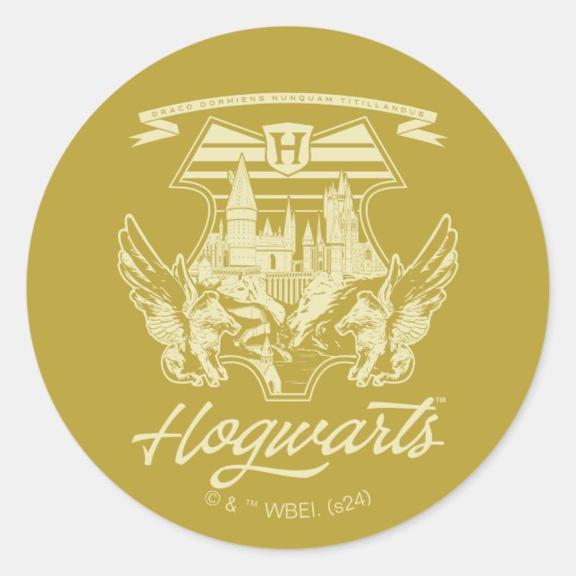 HOGWARTS™ Winged Shield Graphic Classic Round Sticker (Front)