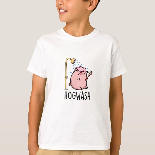 Hogwash Funny Pig Pun  T-Shirt (Front)