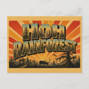 Hoh Rainforest WA Mossy Old-Growth Forest Art Postcard