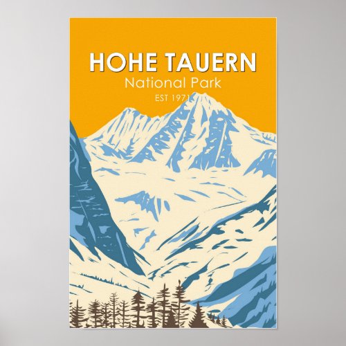 Hohe Tauern National Park Alpine Austria Vintage Poster