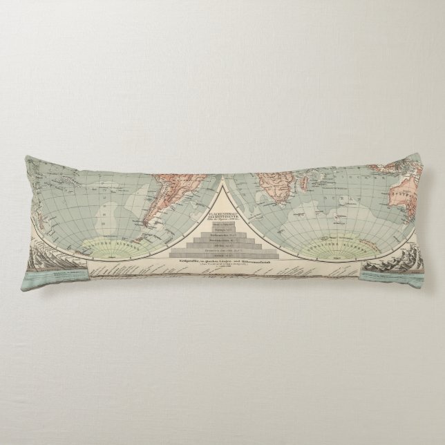 Hohen und Tiefen - Highs and Lows Atlas Map Body Pillow (Front)