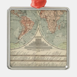 Hohen und Tiefen - Highs and Lows Atlas Map Metal Ornament