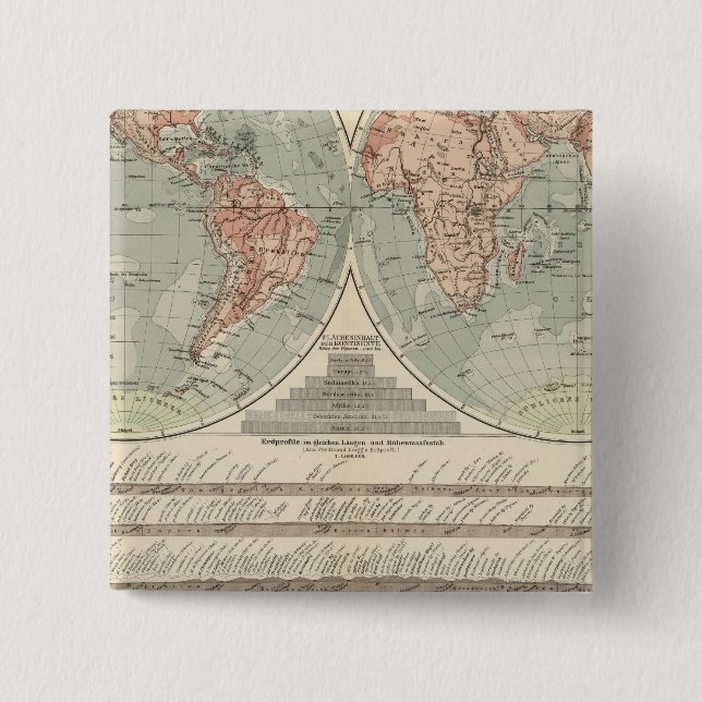 Hohen und Tiefen - Highs and Lows Atlas Map Pinback Button (Front)