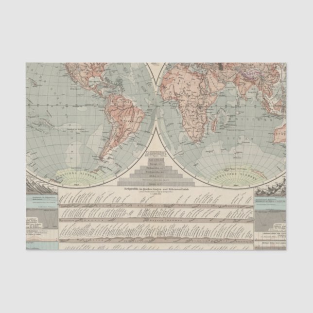 Hohen und Tiefen - Highs and Lows Atlas Map Tissue Paper (Front)