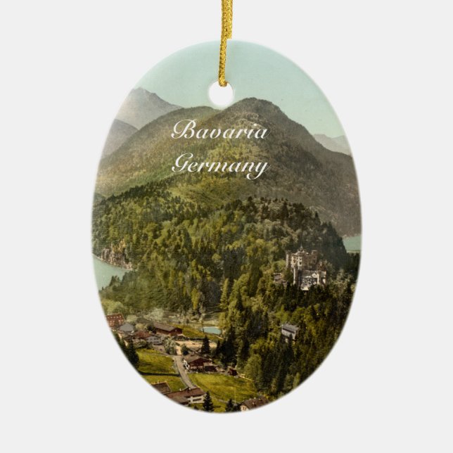 Hohenschwangau Castle and Alps, Bavaria, Germany Ceramic Ornament (Front)