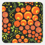 Hohloma Egg Black and Rowan Square Sticker