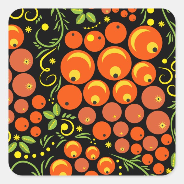 Hohloma Egg Black and Rowan Square Sticker (Front)