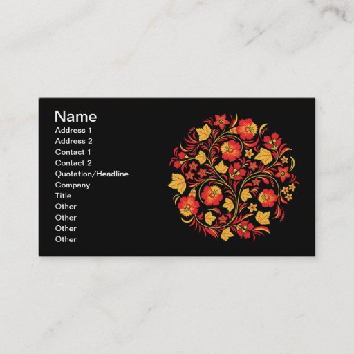 Customizable Hohloma Red and Yellow Business Card