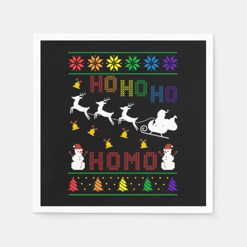 Hoho Homo LGBT Ugly Christmas Sweater Shirt Gift Napkins