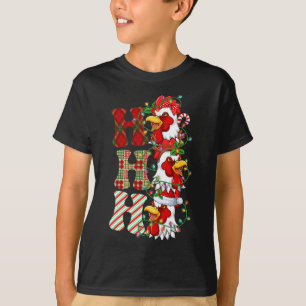 Hohoho Chickens Santa Hat Reindeer Merry Christmas T-Shirt