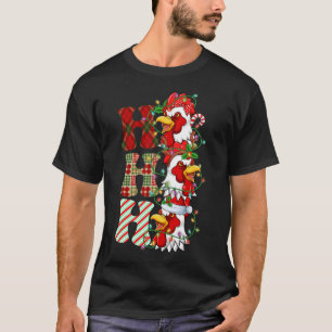 Hohoho Chickens Santa Hat Reindeer Merry Christmas T-Shirt