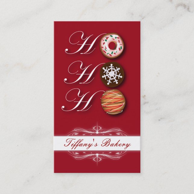 HOHOHO Christmas cookies Donut Doughnut bakery Business Card (Front)