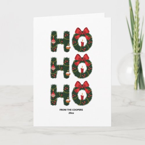 Hohoho Christmas Floral Typography Text Greetings Holiday Card