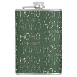 Hohoho Christmas sage green  Wrapping Paper Flask