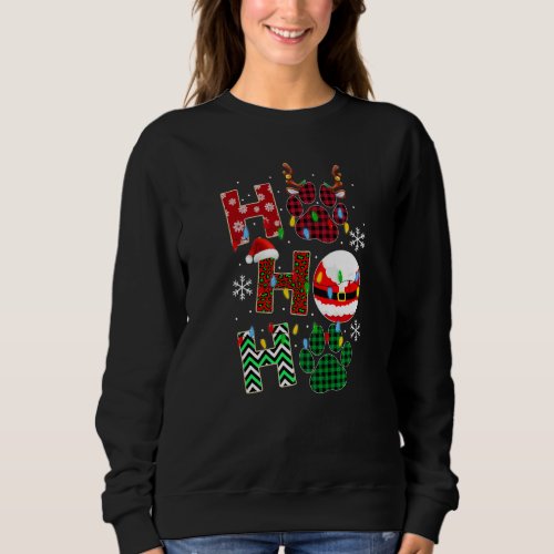 Hohoho Dog Paw Christmas Pajama Cute Holiday Dog L Sweatshirt