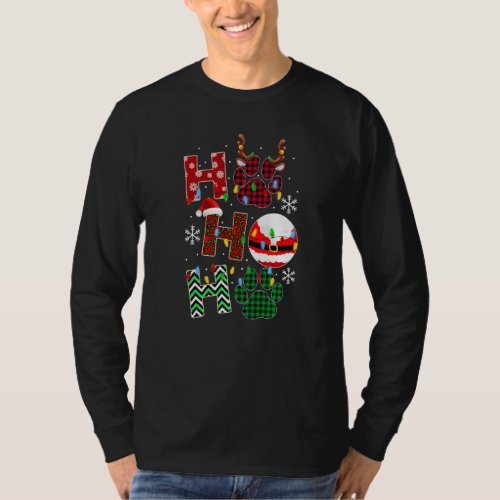 Hohoho Dog Paw Christmas Pajama Cute Holiday Dog L T_Shirt