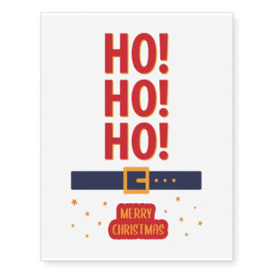 HoHoHo Funny Xmas Elf Santa Claus Costume Temporary Tattoos