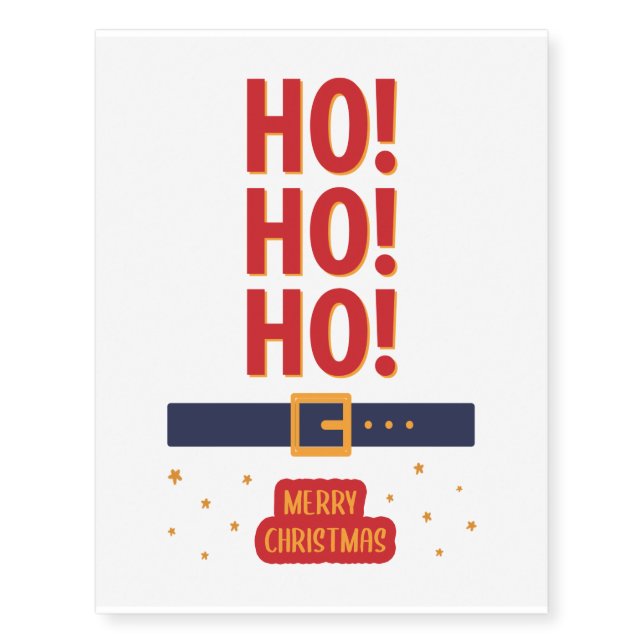 HoHoHo Funny Xmas Elf Santa Claus Costume Temporary Tattoos (Front)