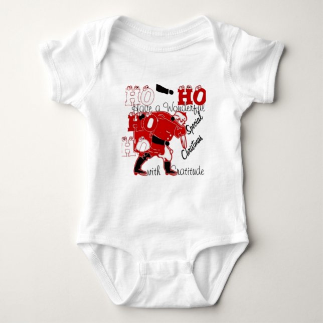 HOHOHO Have a Wonderful Christmas With Gratitude Baby Bodysuit (Front)