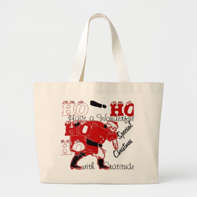 HOHOHO Have a Wonderful Christmas With Gratitude Large Tote Bag (Front)