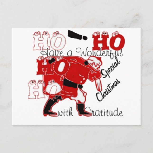 HOHOHO Have a Wonderful Christmas With Gratitude Postcard (Front)