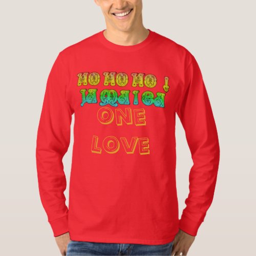 HoHoHo Jamaica One love Merry Christmas Colors T_Shirt