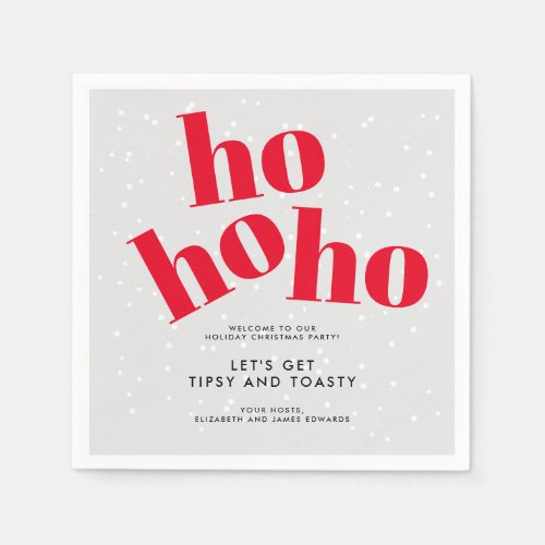 Hohoho Lets Get Tipsy and Toasty Christmas Party Napkins